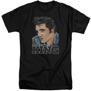 AN OFFCIALLY LICENSED ELVIS PRESLEY GRAPHIC KING MEN'S TALL FIT T-SHIRT BLACK