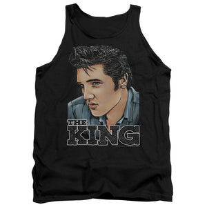 AN OFFCIALLY LICENSED ELVIS PRESLEY GRAPHIC KING ADULT UNISEX TANK TOP BLACK