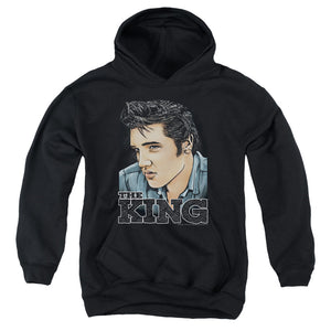 AN OFFCIALLY LICENSED ELVIS PRESLEY GRAPHIC KING YOUTH HOODIE BLACK
