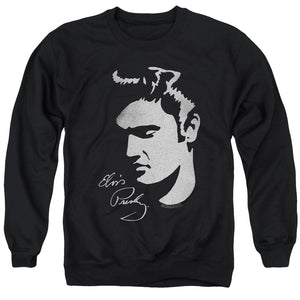 AN OFFCIALLY LICENSED ELVIS PRESLEY SIMPLE FACE ADULT UNISEX CREWNECK SWEATSHIRT BLACK