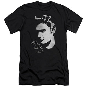 AN OFFCIALLY LICENSED ELVIS PRESLEY SIMPLE FACE MEN'S PREMIUM SLIM FIT T-SHIRT BLACK