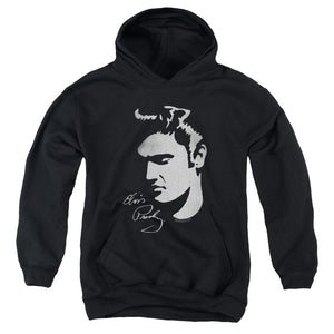 AN OFFCIALLY LICENSED ELVIS PRESLEY SIMPLE FACE YOUTH HOODIE BLACK