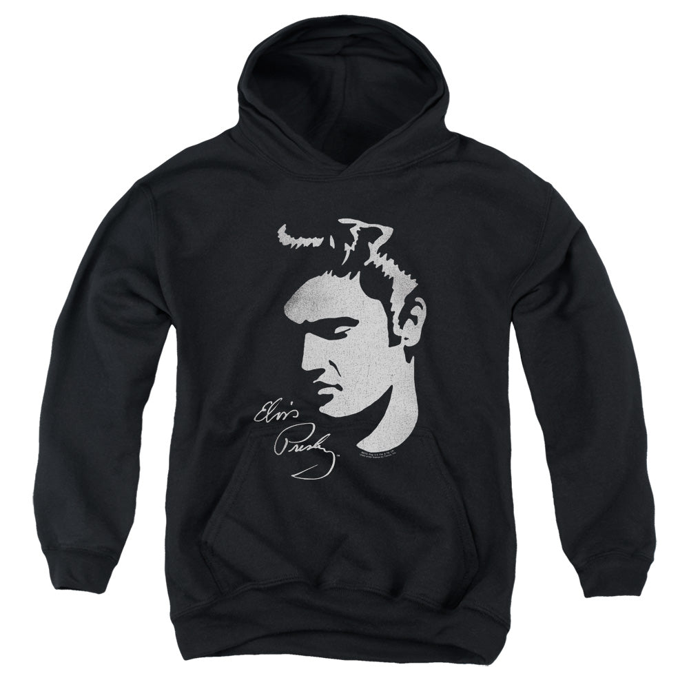 AN OFFCIALLY LICENSED ELVIS PRESLEY SIMPLE FACE YOUTH HOODIE BLACK
