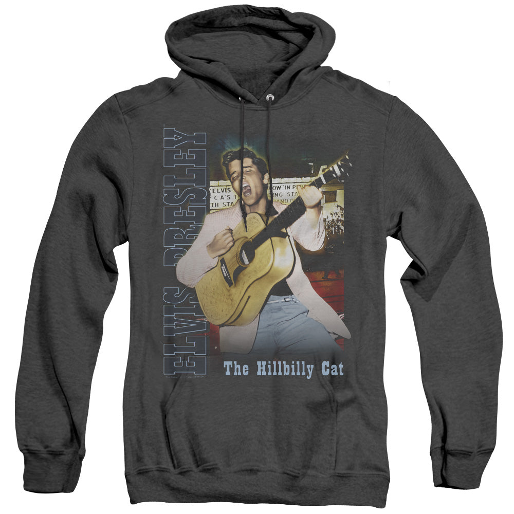 AN OFFCIALLY LICENSED ELVIS PRESLEY MEMPHIS ADULT UNISEX HEATHER PULLOVER HOODIE BLACK