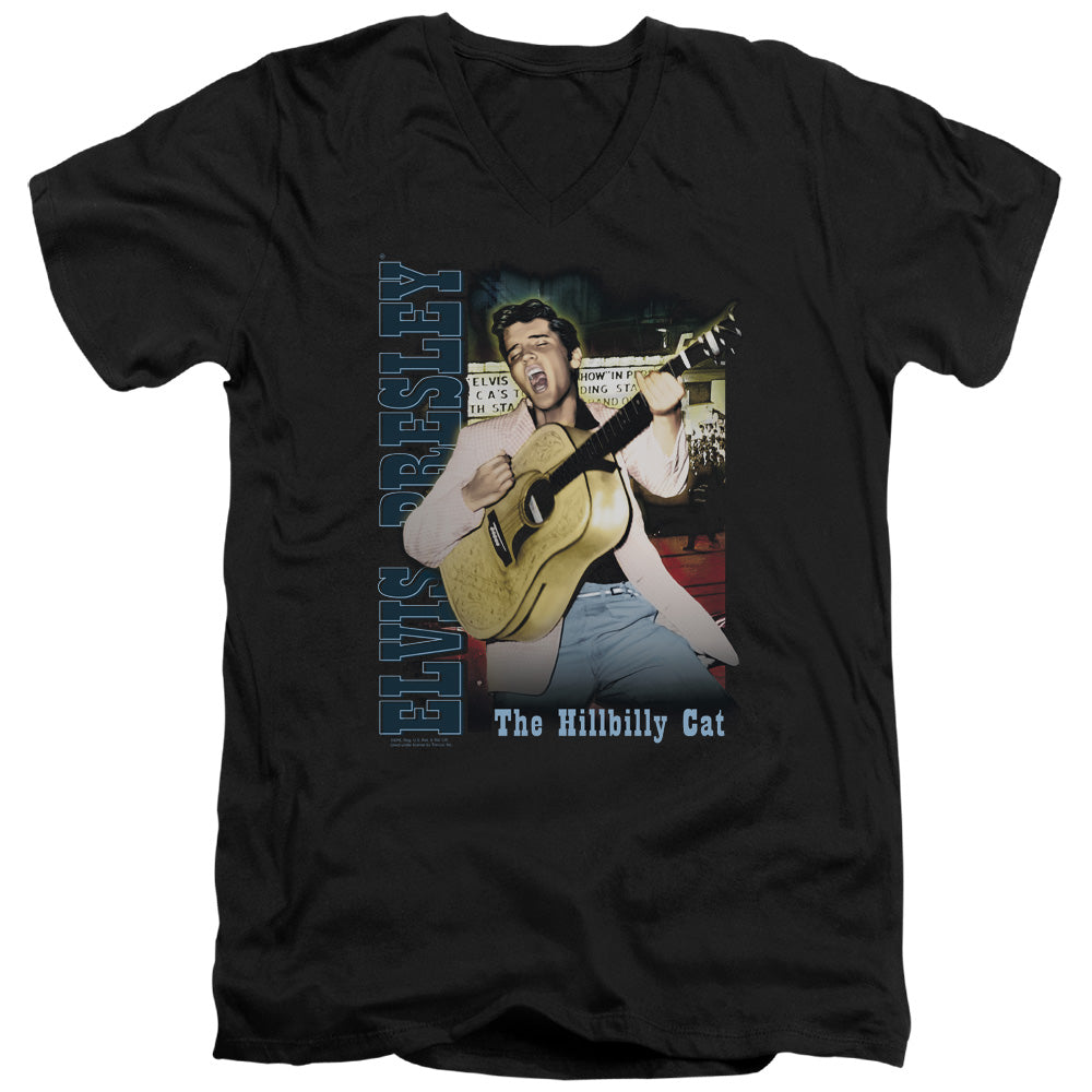 AN OFFCIALLY LICENSED ELVIS PRESLEY MEMPHIS MEN'S V-NECK T-SHIRT BLACK