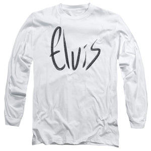 AN OFFCIALLY LICENSED ELVIS PRESLEY SKETCHY NAME MEN'S LONG SLEEVE T-SHIRT WHITE
