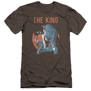 AN OFFCIALLY LICENSED ELVIS PRESLEY MIC IN HAND MEN'S PREMIUM SLIM FIT T-SHIRT CHARCOAL