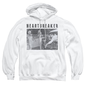 AN OFFCIALLY LICENSED ELVIS PRESLEY HEARTBREAKER ADULT UNISEX PULLOVER HOODIE WHITE