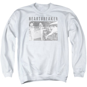 AN OFFCIALLY LICENSED ELVIS PRESLEY HEARTBREAKER ADULT UNISEX CREWNECK SWEATSHIRT WHITE
