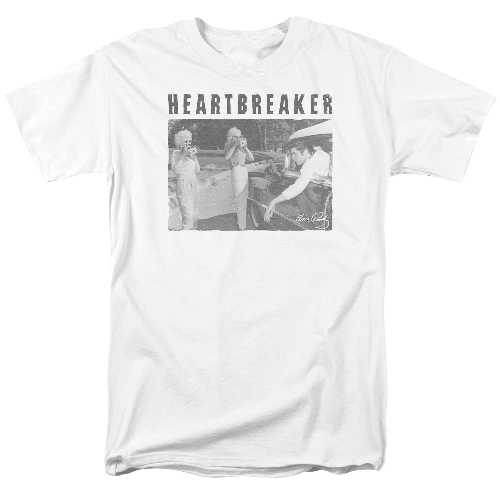 AN OFFCIALLY LICENSED ELVIS PRESLEY HEARTBREAKER MEN'S REGULAR FIT T-SHIRT WHITE