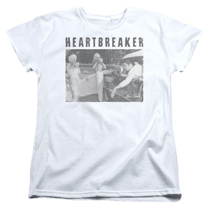 AN OFFCIALLY LICENSED ELVIS PRESLEY HEARTBREAKER WOMEN'S REGULAR FIT T-SHIRT WHITE