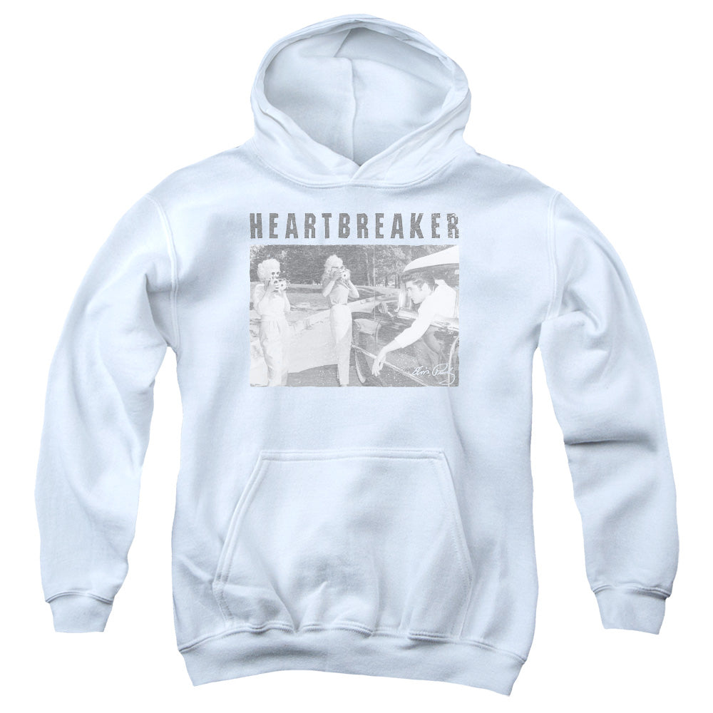 AN OFFCIALLY LICENSED ELVIS PRESLEY HEARTBREAKER YOUTH HOODIE WHITE