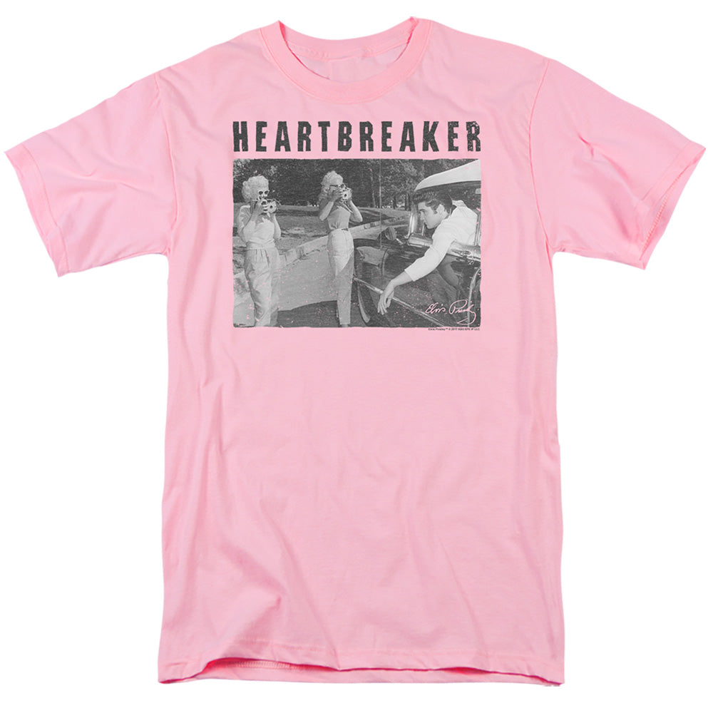 AN OFFCIALLY LICENSED ELVIS PRESLEY HEARTBREAKER MEN'S REGULAR FIT T-SHIRT PINK