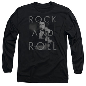 AN OFFCIALLY LICENSED ELVIS PRESLEY ROCK AND ROLL MEN'S LONG SLEEVE T-SHIRT BLACK