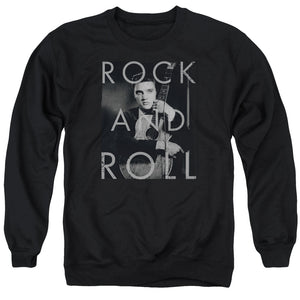 AN OFFCIALLY LICENSED ELVIS PRESLEY ROCK AND ROLL ADULT UNISEX CREWNECK SWEATSHIRT BLACK