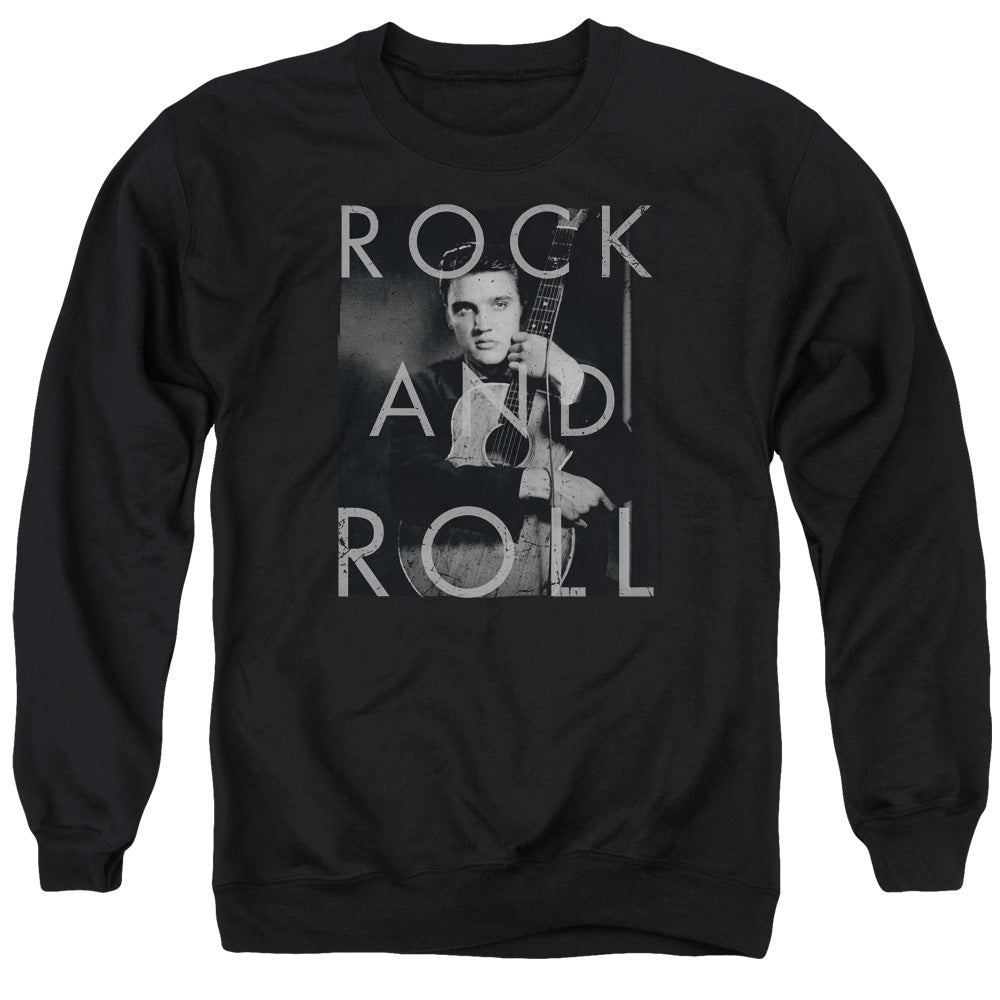 AN OFFCIALLY LICENSED ELVIS PRESLEY ROCK AND ROLL ADULT UNISEX CREWNECK SWEATSHIRT BLACK