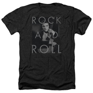 AN OFFCIALLY LICENSED ELVIS PRESLEY ROCK AND ROLL MEN'S HEATHER T-SHIRT CHARCOAL