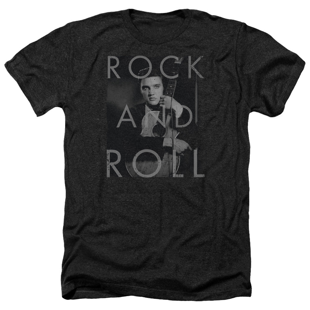 AN OFFCIALLY LICENSED ELVIS PRESLEY ROCK AND ROLL MEN'S HEATHER T-SHIRT CHARCOAL