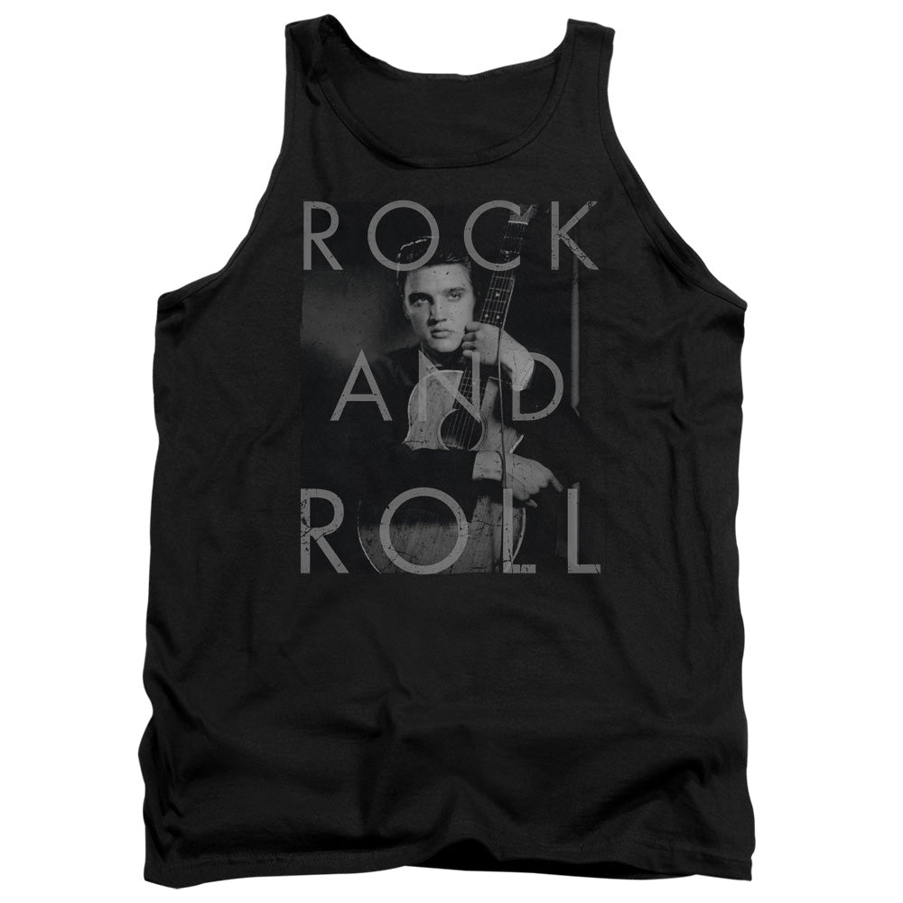 AN OFFCIALLY LICENSED ELVIS PRESLEY ROCK AND ROLL ADULT UNISEX TANK TOP BLACK