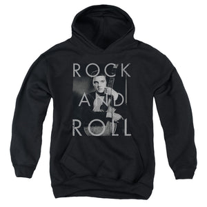 AN OFFCIALLY LICENSED ELVIS PRESLEY ROCK AND ROLL YOUTH HOODIE BLACK