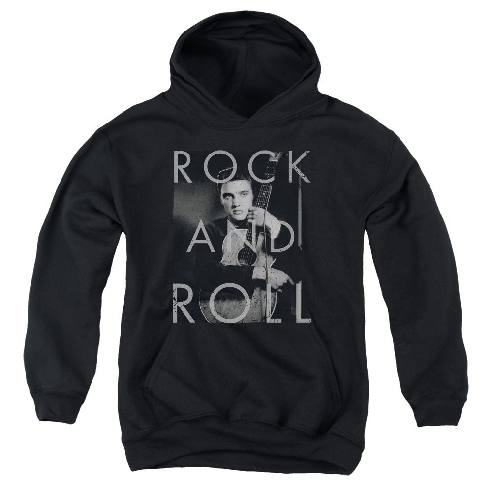 AN OFFCIALLY LICENSED ELVIS PRESLEY ROCK AND ROLL YOUTH HOODIE BLACK