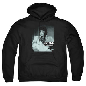 AN OFFCIALLY LICENSED ELVIS PRESLEY GOOD TO BE ADULT UNISEX PULLOVER HOODIE BLACK