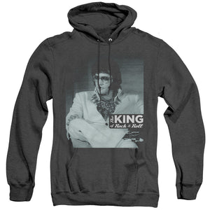 AN OFFCIALLY LICENSED ELVIS PRESLEY GOOD TO BE ADULT UNISEX HEATHER PULLOVER HOODIE BLACK