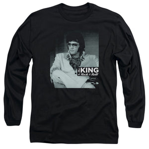 AN OFFCIALLY LICENSED ELVIS PRESLEY GOOD TO BE MEN'S LONG SLEEVE T-SHIRT BLACK