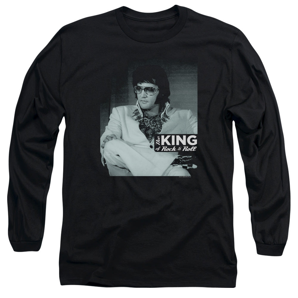 AN OFFCIALLY LICENSED ELVIS PRESLEY GOOD TO BE MEN'S LONG SLEEVE T-SHIRT BLACK
