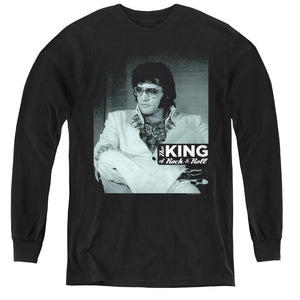 AN OFFCIALLY LICENSED ELVIS PRESLEY GOOD TO BE YOUTH LONG SLEEVE T-SHIRT BLACK