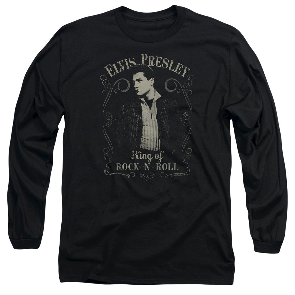 AN OFFCIALLY LICENSED ELVIS PRESLEY ROCK LEGEND MEN'S LONG SLEEVE T-SHIRT BLACK