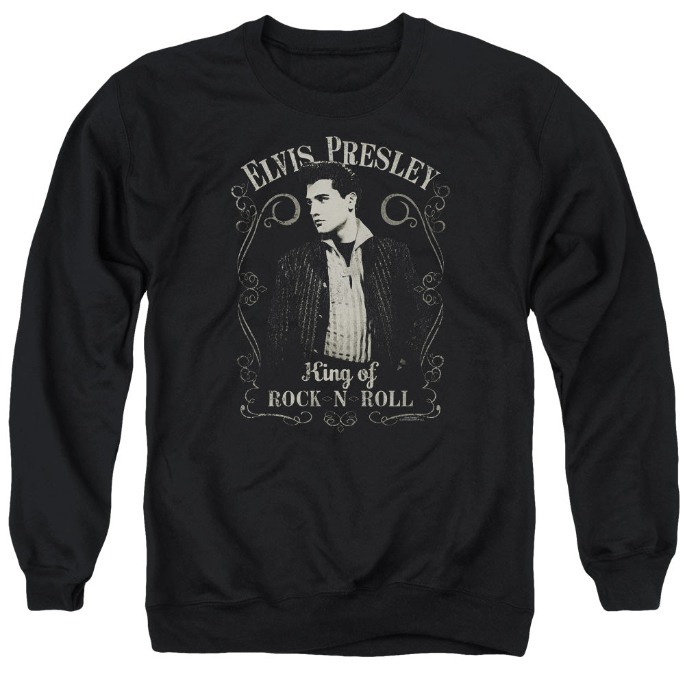AN OFFCIALLY LICENSED ELVIS PRESLEY ROCK LEGEND ADULT UNISEX CREWNECK SWEATSHIRT BLACK