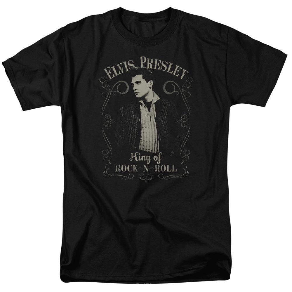 AN OFFCIALLY LICENSED ELVIS PRESLEY ROCK LEGEND MEN'S REGULAR FIT T-SHIRT BLACK