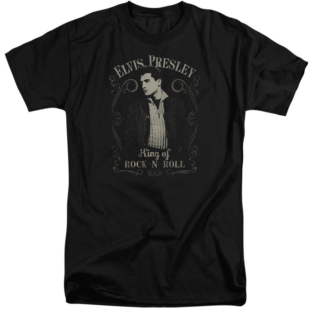 AN OFFCIALLY LICENSED ELVIS PRESLEY ROCK LEGEND MEN'S TALL FIT T-SHIRT BLACK