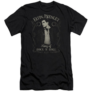 AN OFFCIALLY LICENSED ELVIS PRESLEY ROCK LEGEND MEN'S PREMIUM SLIM FIT T-SHIRT BLACK
