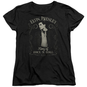 AN OFFCIALLY LICENSED ELVIS PRESLEY ROCK LEGEND WOMEN'S REGULAR FIT T-SHIRT BLACK