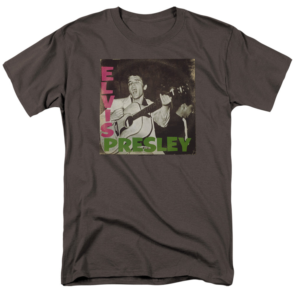 AN OFFCIALLY LICENSED ELVIS PRESLEY FIRST LP MEN'S REGULAR FIT T-SHIRT CHARCOAL