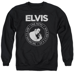AN OFFCIALLY LICENSED ELVIS PRESLEY ROCK KING ADULT UNISEX CREWNECK SWEATSHIRT BLACK