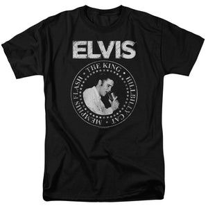 AN OFFCIALLY LICENSED ELVIS PRESLEY ROCK KING MEN'S REGULAR FIT T-SHIRT BLACK