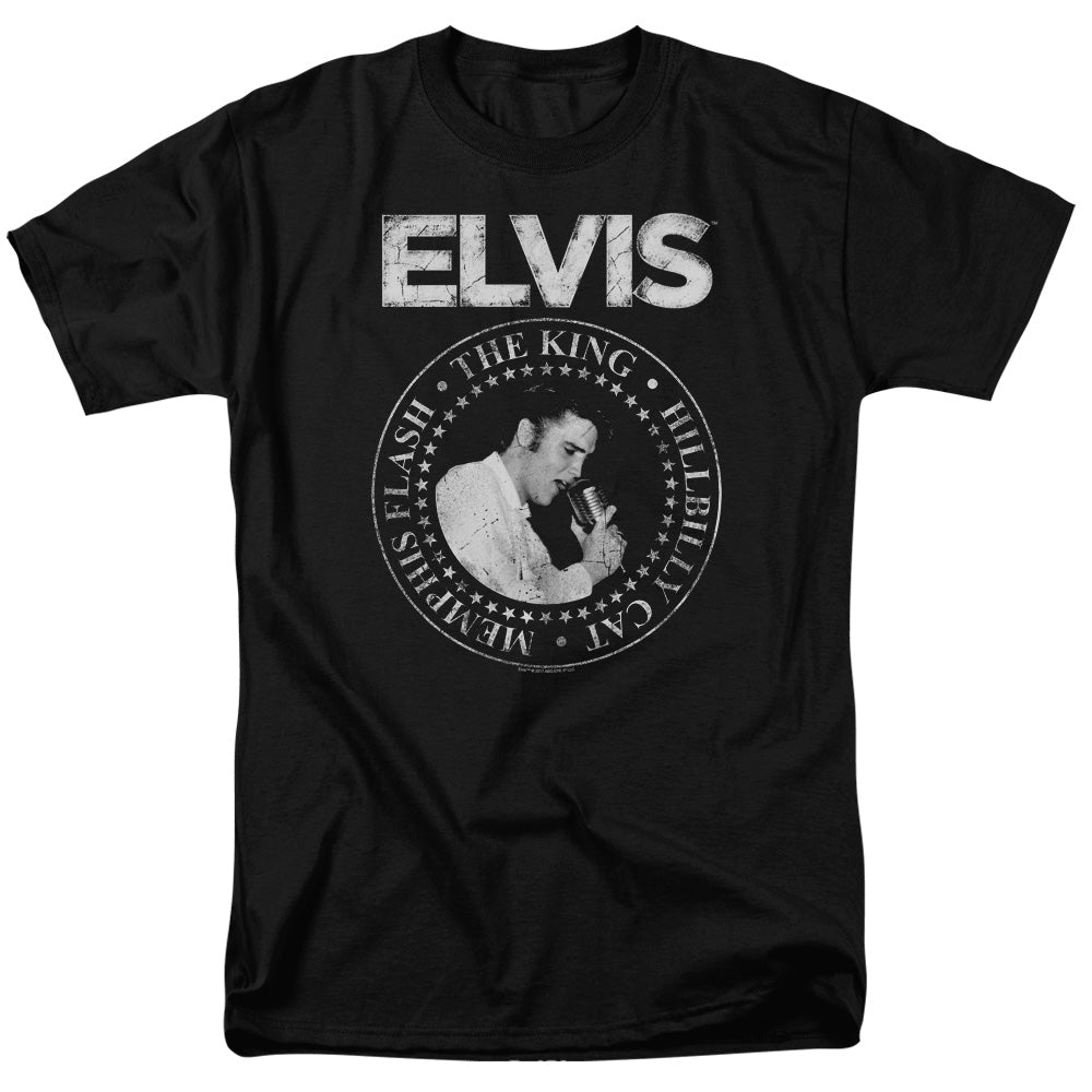 AN OFFCIALLY LICENSED ELVIS PRESLEY ROCK KING MEN'S REGULAR FIT T-SHIRT BLACK