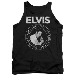 AN OFFCIALLY LICENSED ELVIS PRESLEY ROCK KING ADULT UNISEX TANK TOP BLACK