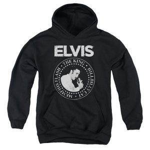 AN OFFCIALLY LICENSED ELVIS PRESLEY ROCK KING YOUTH HOODIE BLACK