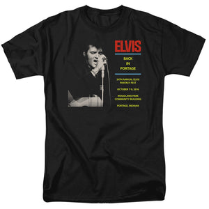 AN OFFCIALLY LICENSED ELVIS PRESLEY BACK IN PORTAGE MEN'S REGULAR FIT T-SHIRT BLACK