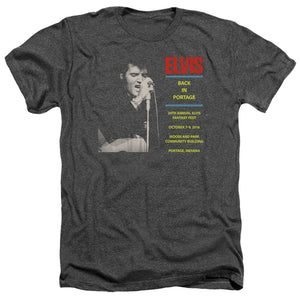 AN OFFCIALLY LICENSED ELVIS PRESLEY BACK IN PORTAGE MEN'S HEATHER T-SHIRT CHARCOAL