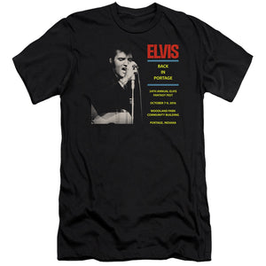 AN OFFCIALLY LICENSED ELVIS PRESLEY BACK IN PORTAGE MEN'S PREMIUM SLIM FIT T-SHIRT BLACK