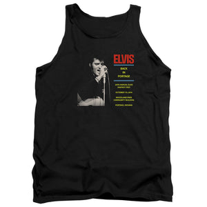 AN OFFCIALLY LICENSED ELVIS PRESLEY BACK IN PORTAGE ADULT UNISEX TANK TOP BLACK