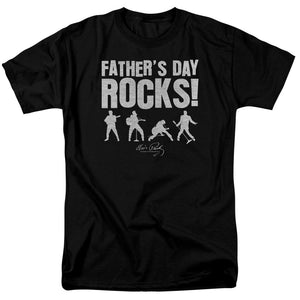 AN OFFCIALLY LICENSED ELVIS PRESLEY FATHERS DAY ROCKS MEN'S REGULAR FIT T-SHIRT BLACK