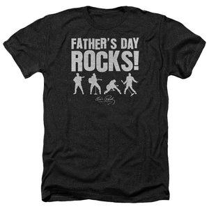 AN OFFCIALLY LICENSED ELVIS PRESLEY FATHERS DAY ROCKS MEN'S HEATHER T-SHIRT CHARCOAL