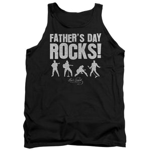 AN OFFCIALLY LICENSED ELVIS PRESLEY FATHERS DAY ROCKS ADULT UNISEX TANK TOP BLACK
