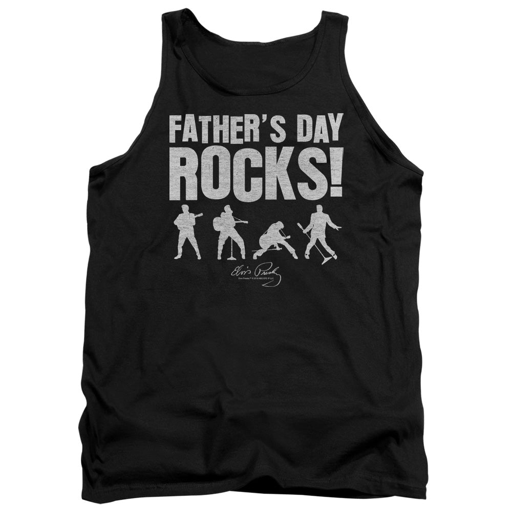 AN OFFCIALLY LICENSED ELVIS PRESLEY FATHERS DAY ROCKS ADULT UNISEX TANK TOP BLACK